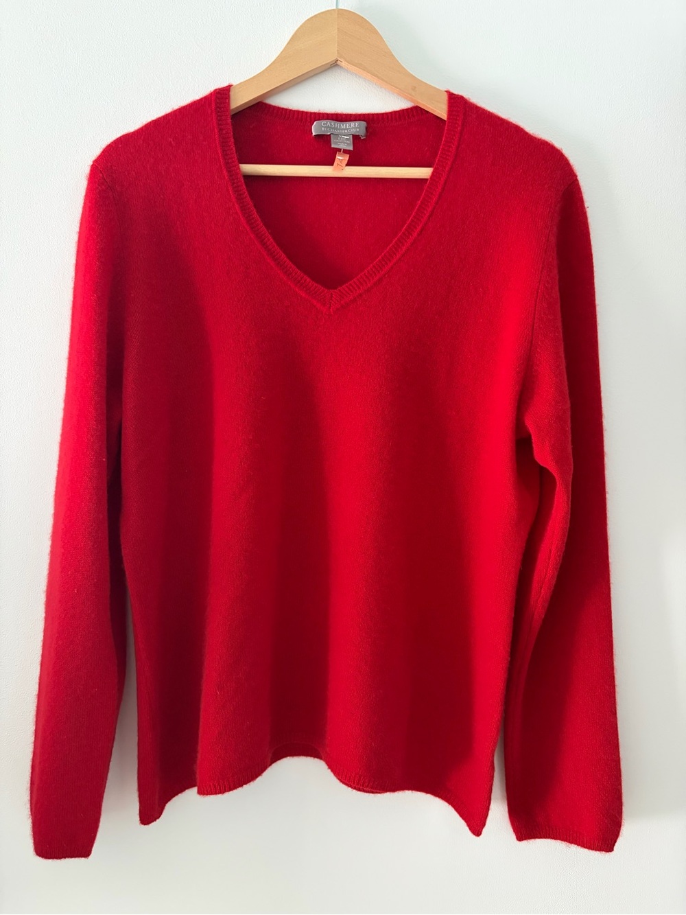 Macy's Charter Club Red Soft 2-Ply 100% Cashmere V-Neck Sweater Holiday